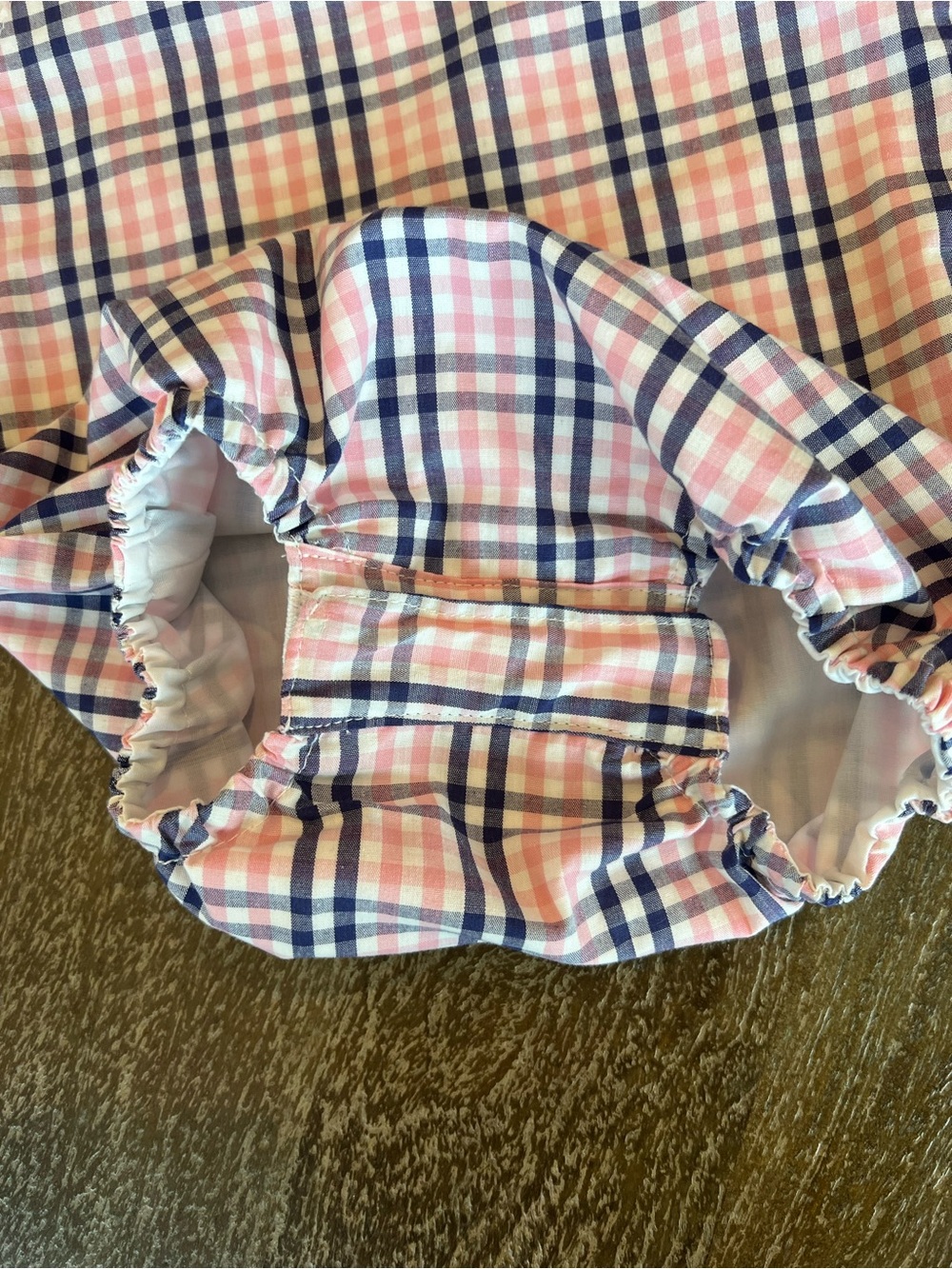 Boutique Baby Snob Pink and Navy Plaid Bubble Romper - Picture 4 of 5
